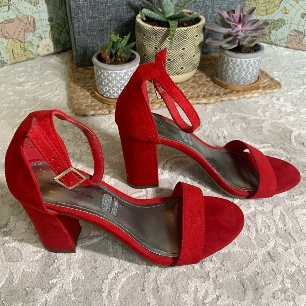 Worthington Red Velvet Heels